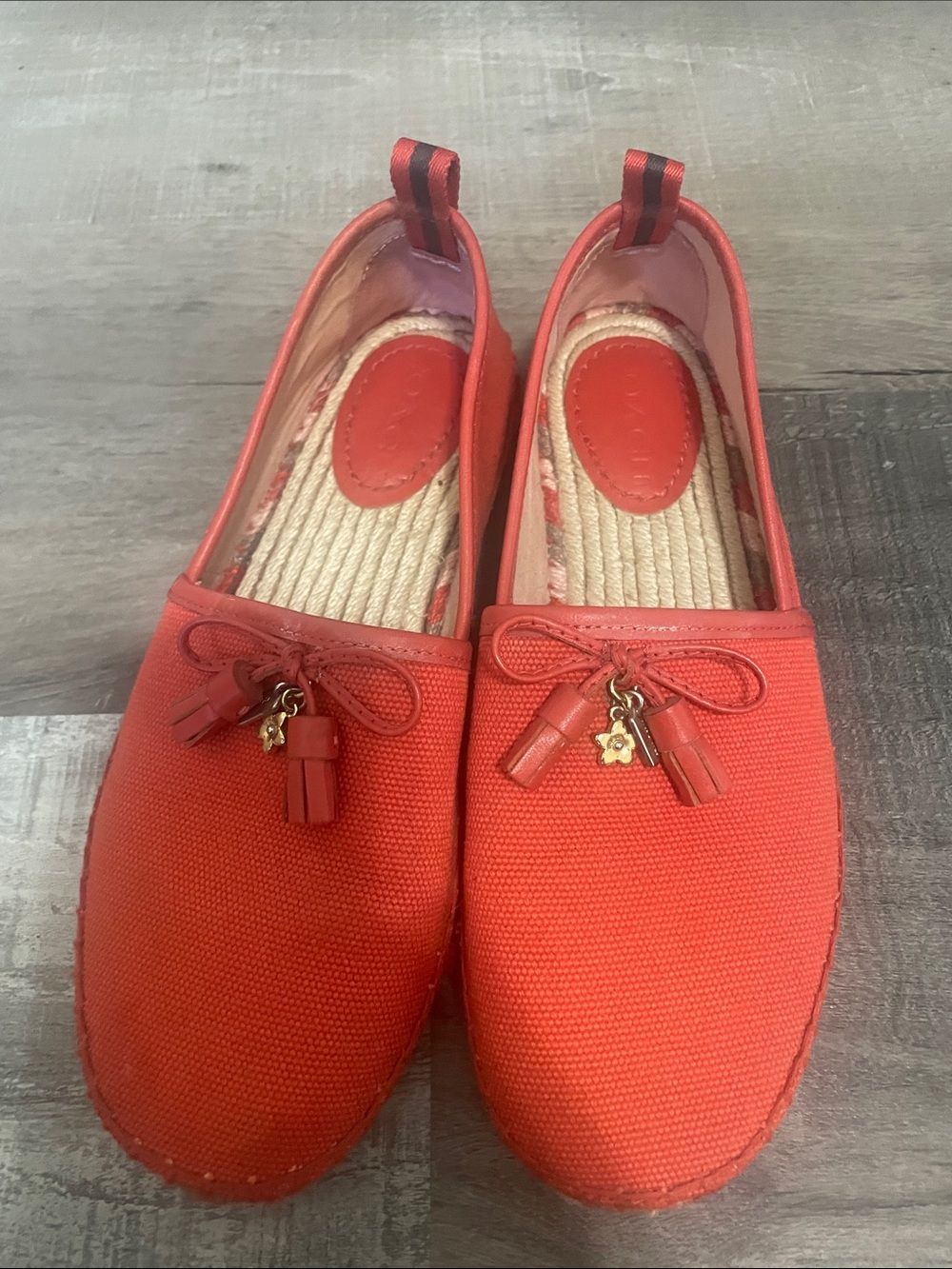 Coach orange Canvas Slip-On Espadrilles with Tassel Charm
